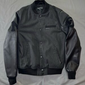 Members Only Charcoal and Black Bomber Jacket